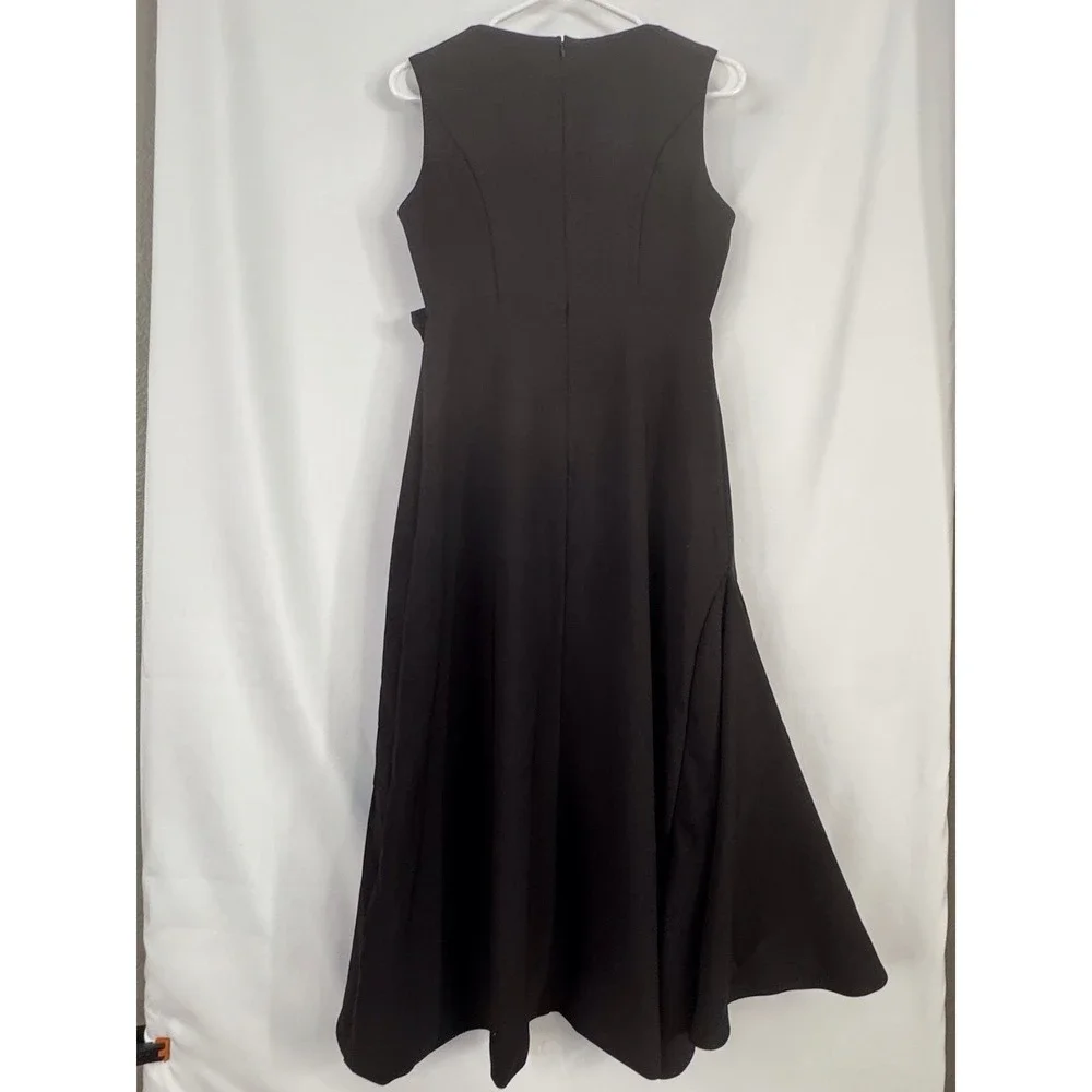 FEHAUTE‎ Black Sleeveless Midi Dress Size 2 NWT Ruffle Hem Cocktail Party